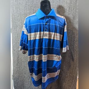 Ben Hogan Performance Men's Blue Grey Striped Golf Polo XL